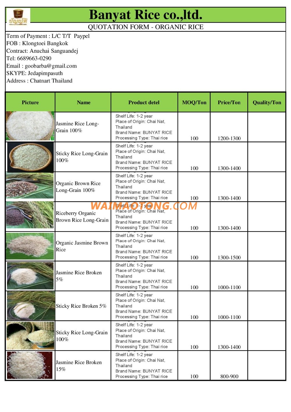 Wholesale White Rice 5%