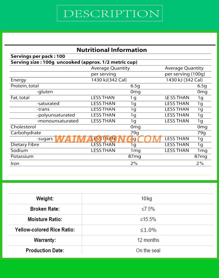 Vietnam/Thai White Rice 100% Broken