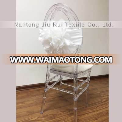 Taffeta Big White Flower Chair Sash For Wedding Luxurious Style