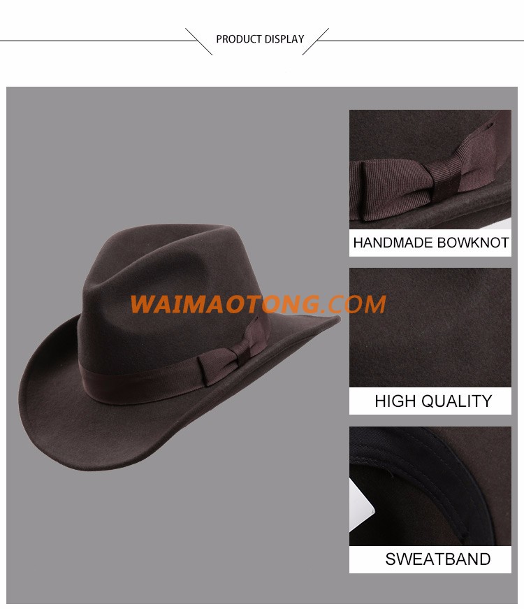 Custom Men Hats Wool Felt Cowboy Hat Wholesale Lemmy Cowboy Hat