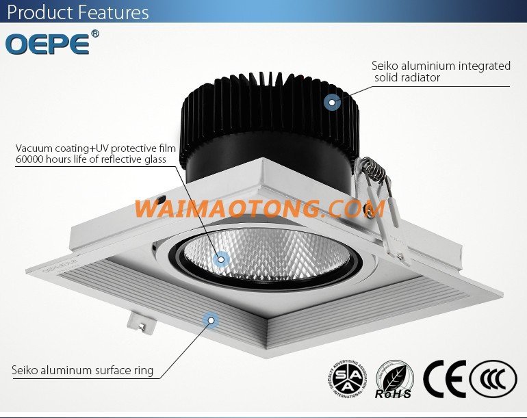 High quality 50w cob led grille light for home school and office lighting