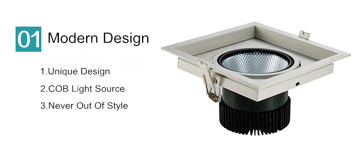 High quality 50w cob led grille light for home school and office lighting