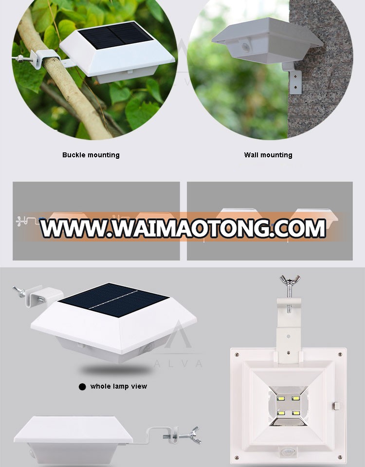 Zho<em></em>ngshan supplier waterproof wall install solar gate light outdoor IP44 led solar pannel light garden