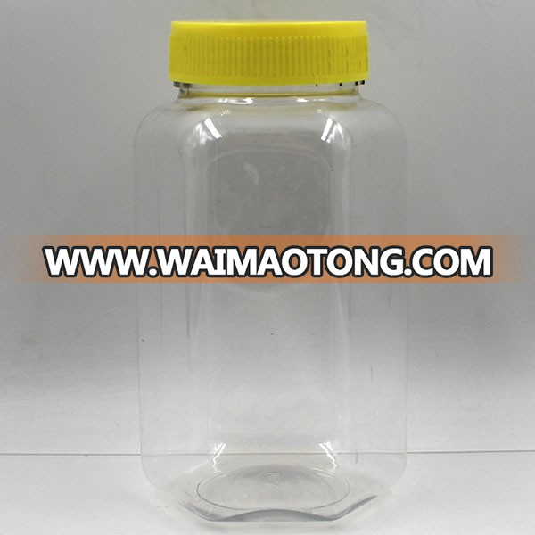 Factory supply wholesale custom empty square pet plastic ho<em></em>ney jars with screw lids wholesale