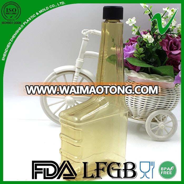 BPA free biodegradable long neck clear wholesale pvc motor oil plastic bottle with cap for engine machine oil use