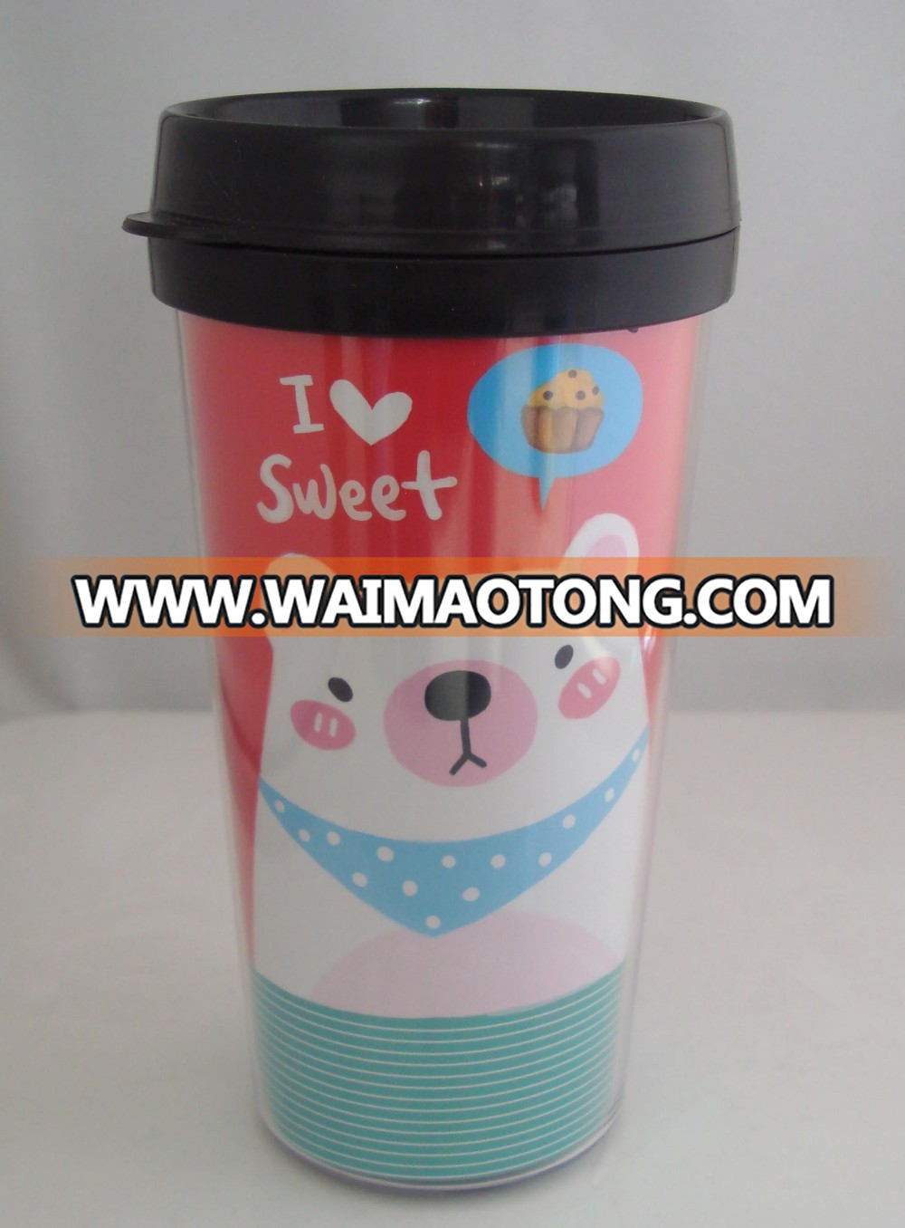 Wholesale new Advertisement Mug 450ml paper insert plastic travel mug