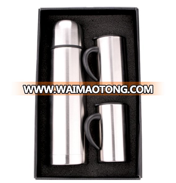 FLASK WITH PU POUCH AND 2 PCS COFFEE MUG SETS