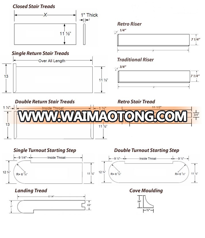 short leaf acacia wood stair treads and risers board