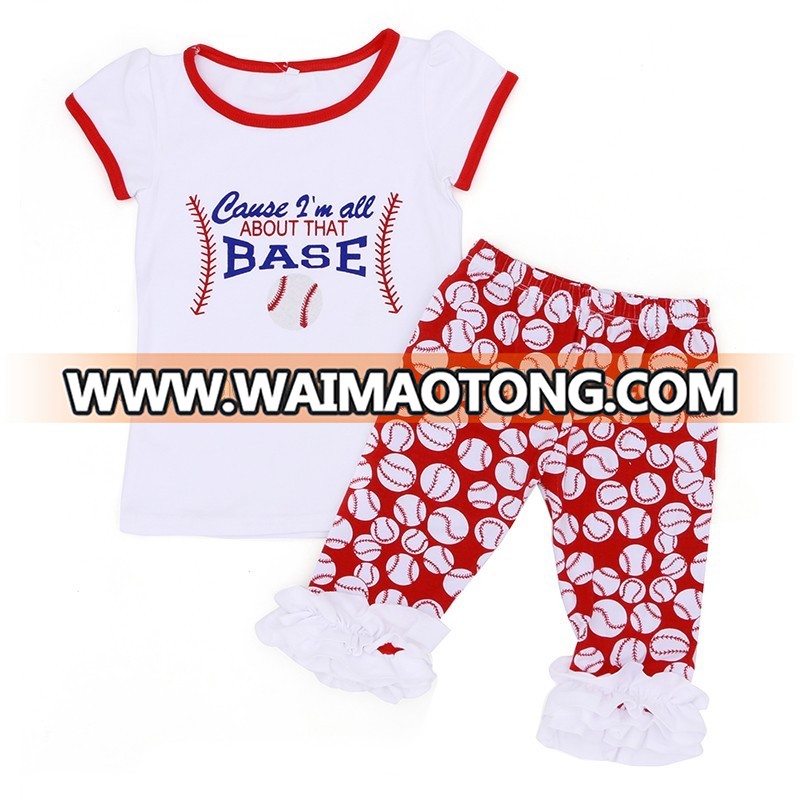 Baseball Icing Cotton Girls Ruffle Shorts Baby Leggings Pants