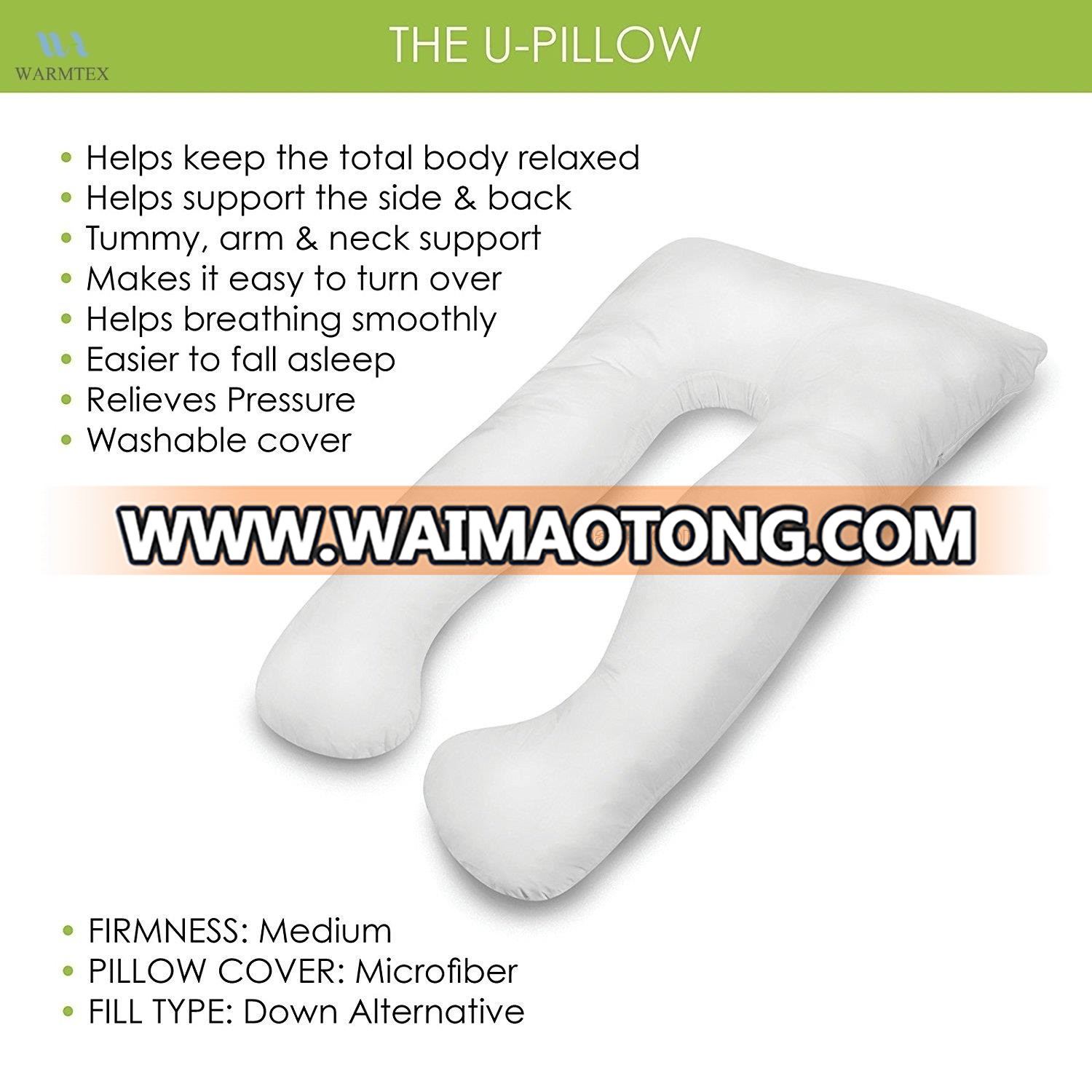 2018 Wholesale softer cotton U shaped full color body nursing maternity pregnancy pillow for pregnant women