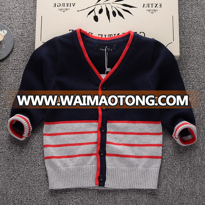 2017 Autumn winter stripe designed cotton mohair european boys kids school cardigan sweaters