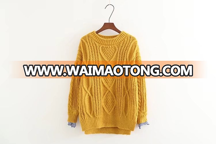 2017 Korea new fashion loose fit sweater for women, cable knit sweater