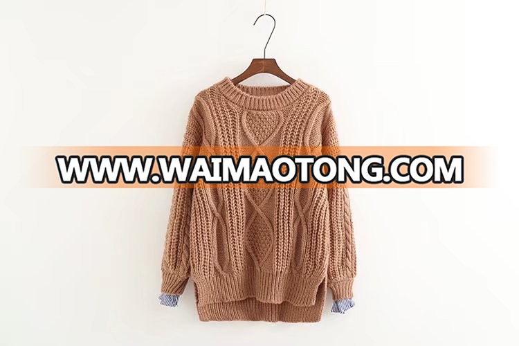 2017 Korea new fashion loose fit sweater for women, cable knit sweater