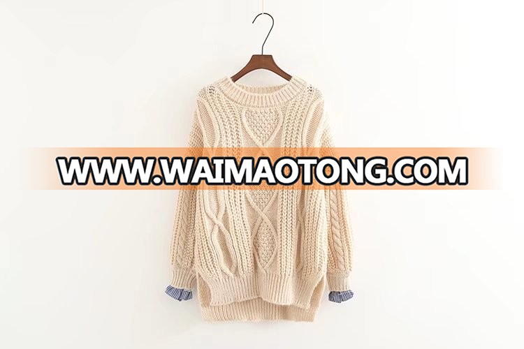 2017 Korea new fashion loose fit sweater for women, cable knit sweater