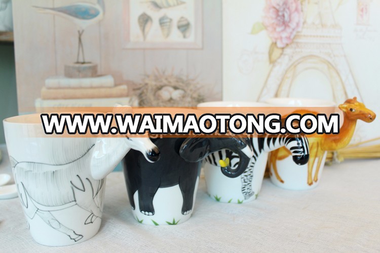 hot sale handmade unique animal artistic ceramic cappuccino cup