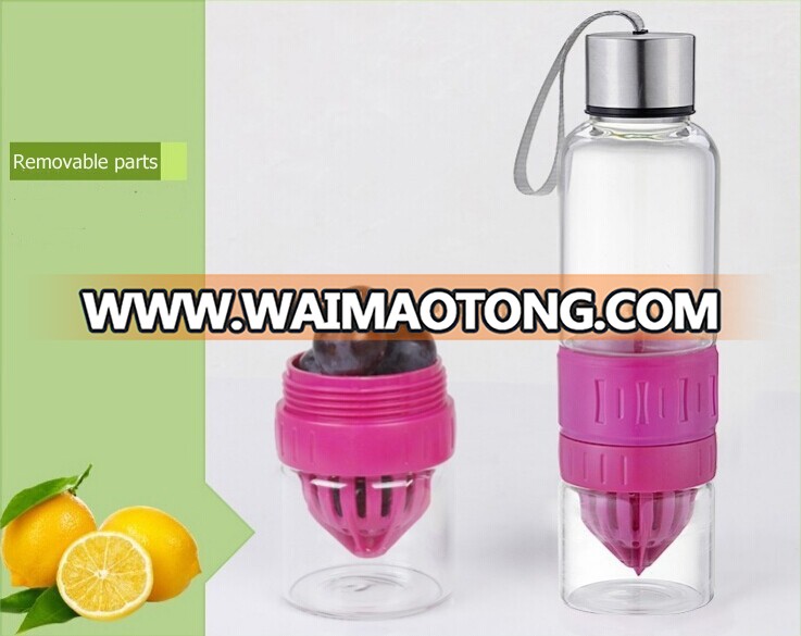 550ml hot selling fruit infuser glass water bottle