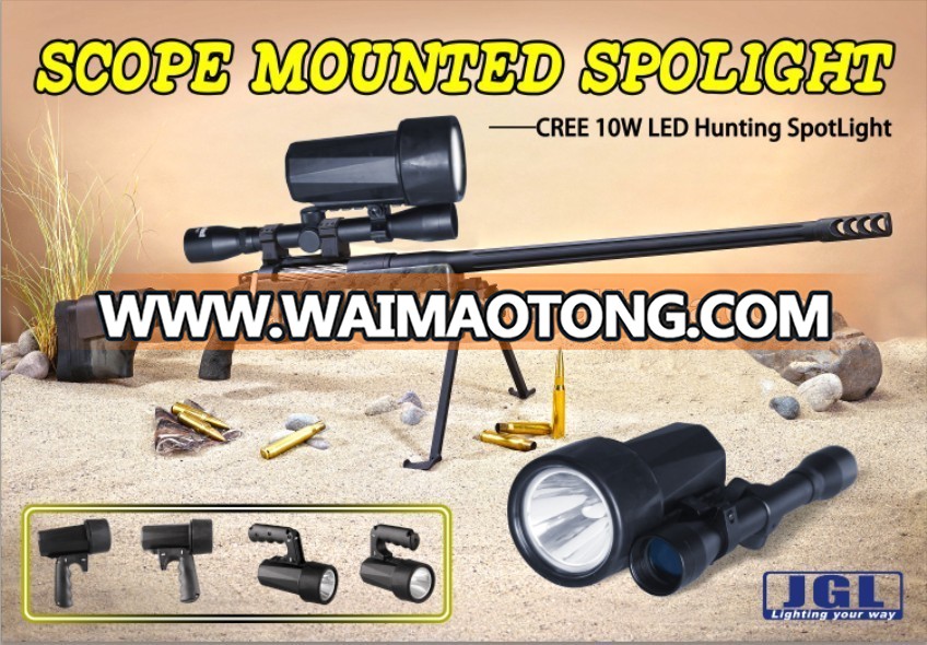 New design CREE 10W LED gun flashlight JG-9910 best scope mounted spotlight for hunting