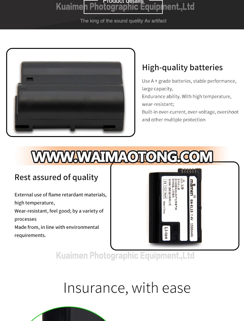 Factory All Models For Choose Camera Battery Power Replacement Digital Battery Pack EN-EL15 For Nikon D7000 V1 D800 D800