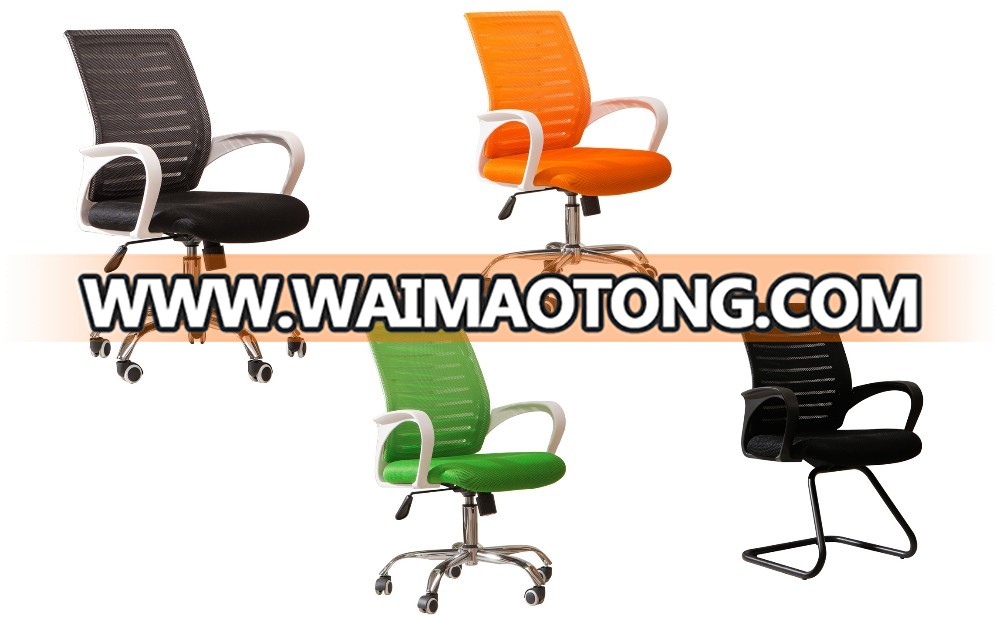 Green back and seat color fixed armrest wheel chairs for office chair use