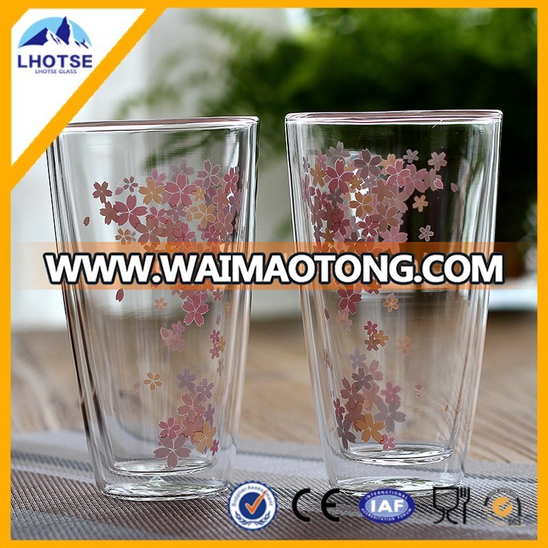 300ml Wholesale FaQiang Double Wall Glass Cup Drinking Glass Cup