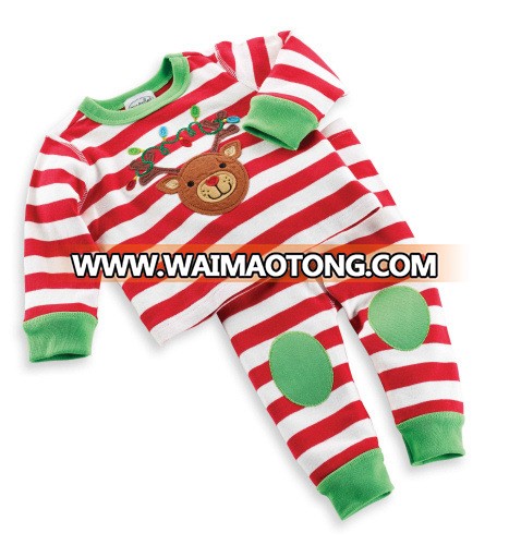 Hot - selling children 's clothing boys stripes long sleeved home baby clothes fall 2 sets Christmas costume for 1-3years old