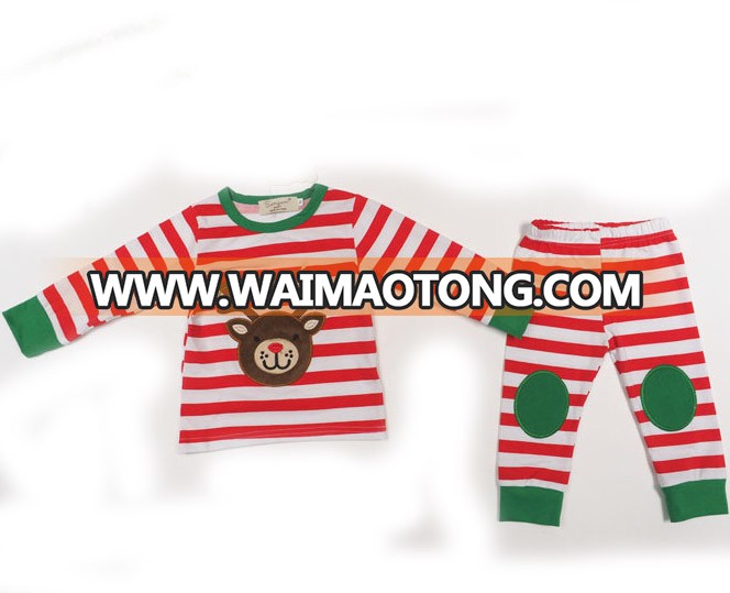 Hot - selling children 's clothing boys stripes long sleeved home baby clothes fall 2 sets Christmas costume for 1-3years old