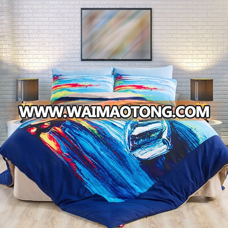 custom print 3D digital printed bed sheet,without MOQ limited