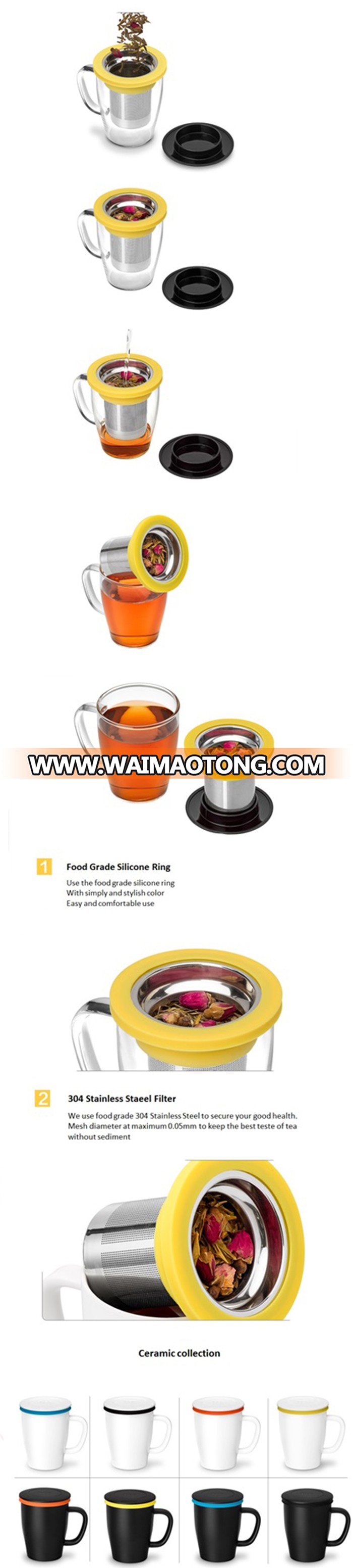 Latest product tea mug with filter and lid