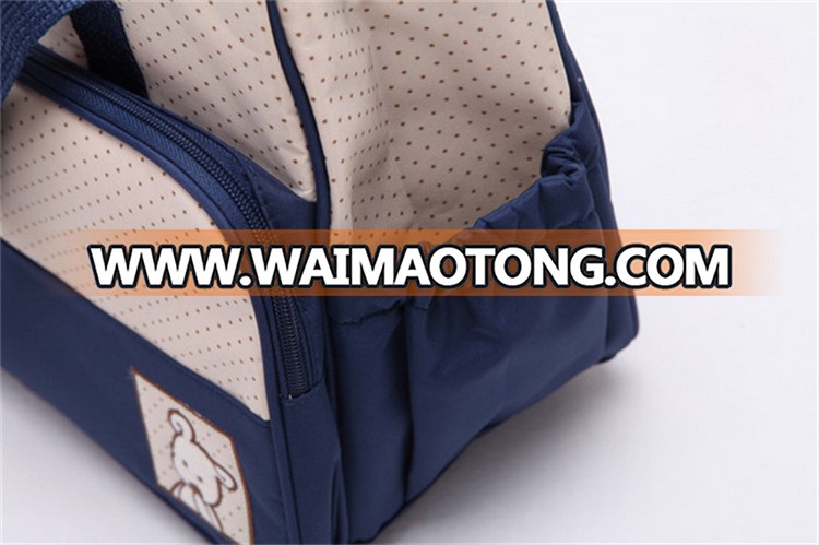 Factory hot sale multifunction canvas tote baby diaper bag set mommy nappy diaper backpack