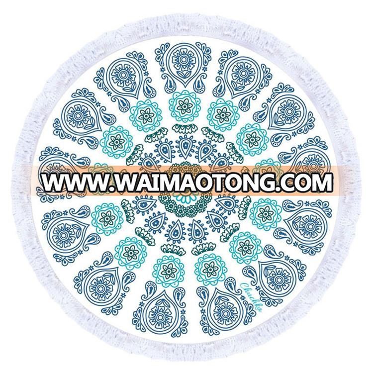 New design 100% cotton microfibre round mandala beach towel in stock