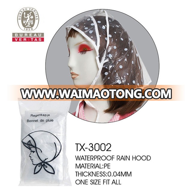 Hot sales customized transparent plastic rain bonnet