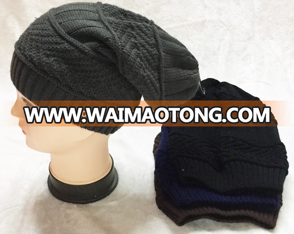 Fashion top sold fabulous single layer winter yiwu solid adults size crochet acrylic caps wholesale factory knitted women hat