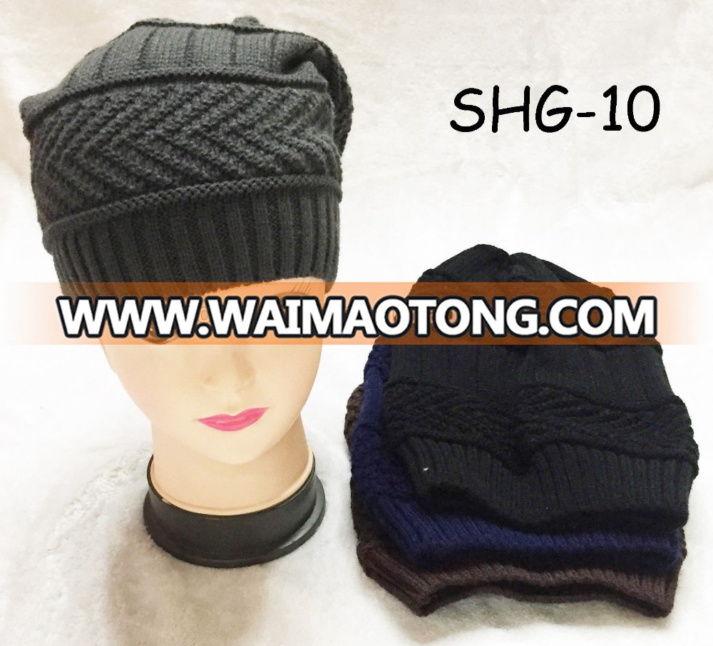 Fashion top sold fabulous single layer winter yiwu solid adults size crochet acrylic caps wholesale factory knitted women hat