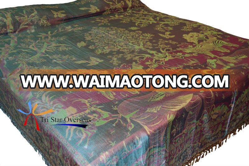 High Quality Woven decorative Designer pure silk bedsheets/ Bed Covers