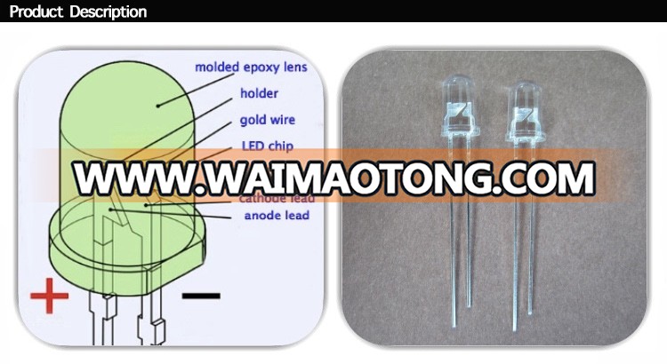 5mm round clear lans uv chip dip leds diodes