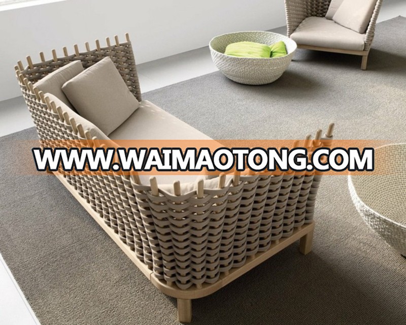 2018 Walden luxury wood rope weaving garden outdoor sofa/lounge/chair