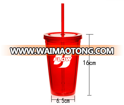 Eco-friendly leak-proof double wall drink mug tumbler insulated plastic tumbler mug with straw removable