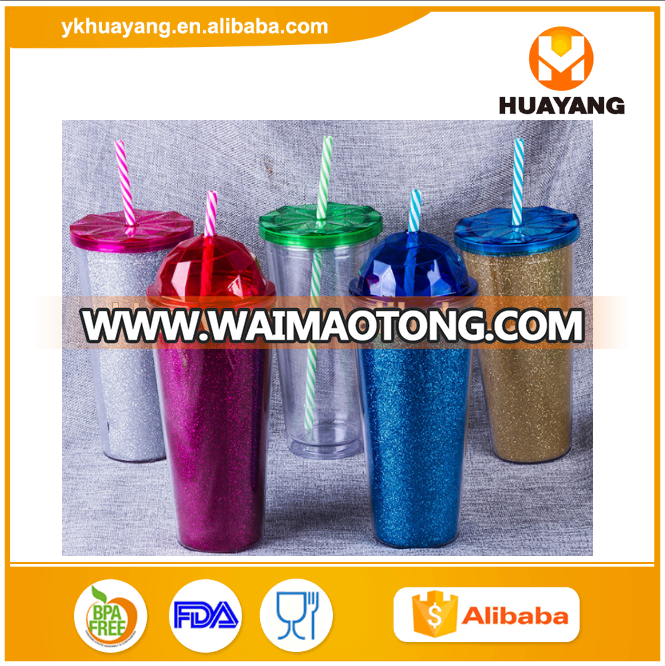 16oz Custom Printed Double Plastic Tumbler Cup with Straw (HY-E021)