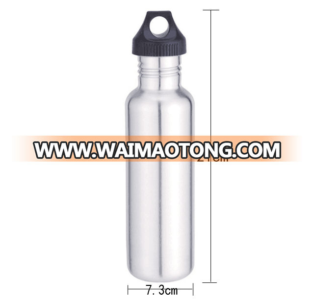 Eco-friendly single wall stainless steel water bottle 18/8 with carabiner manufacturer BPA free cup