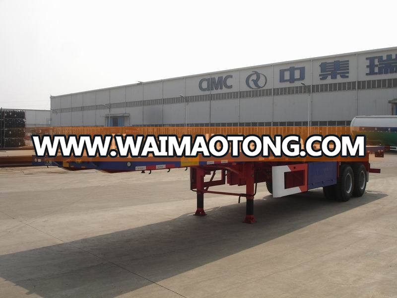 China most selling tri- axle flatbed 40ft co<em></em>ntainer flat-bed trailer