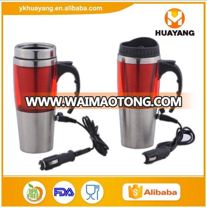 12V stainless steel electric car travel mug USB heated thermos mug double wall