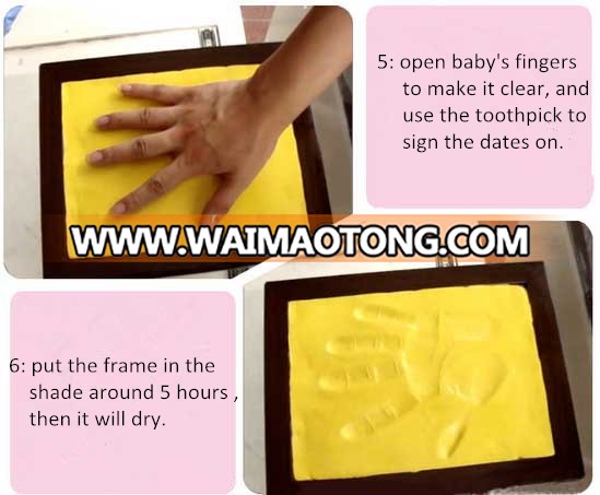 Cute DIY Wooden Baby Photo f<em></em>rame Handprint And Footprint f<em></em>rame Package Mold Kit Picture f<em></em>rame Baby Gift Keepsakes