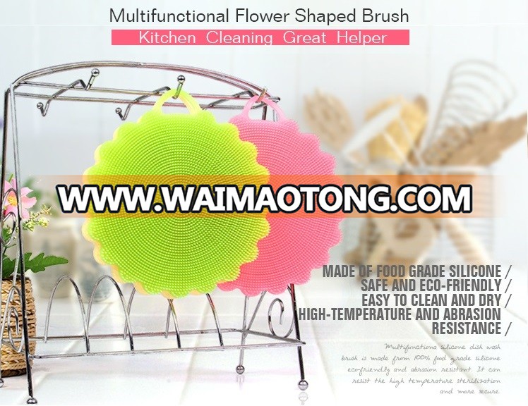 Hot Sale Heat-Resistant Food Grade Silicone Kitchen Dish Spo<em></em>nge Brush