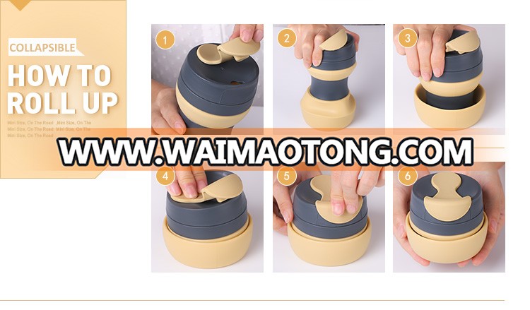 Factory Wholesale 100% Safety 500 ml Portable Reusable Silicone Folding Cup