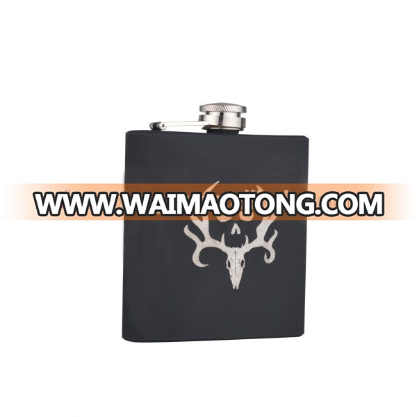 Portable stainless steel black painting whisky hip flasks for men