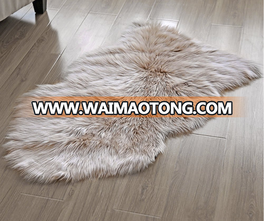 Home Textiles Deluxe Soft Faux Sheepskin Mat Plain Shaggy Area Rugs For Bedroom Sofa Floor