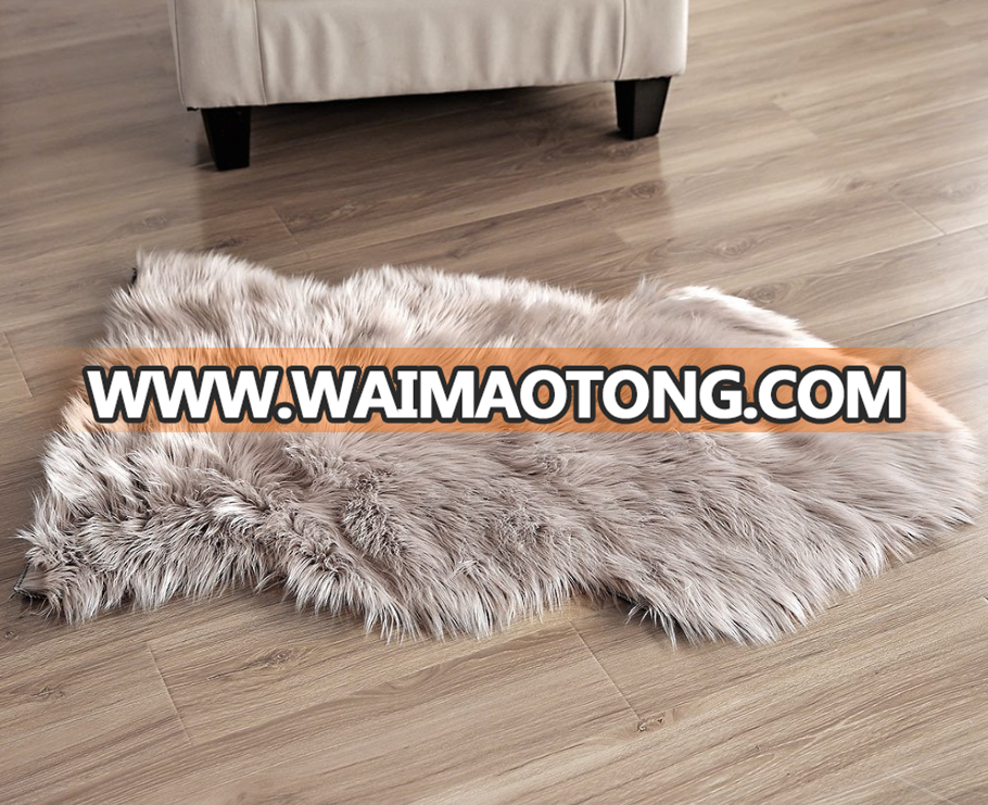 Home Textiles Deluxe Soft Faux Sheepskin Mat Plain Shaggy Area Rugs For Bedroom Sofa Floor