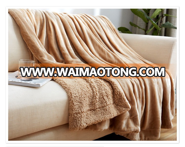 Extra thick winter double plain sherpa blanket