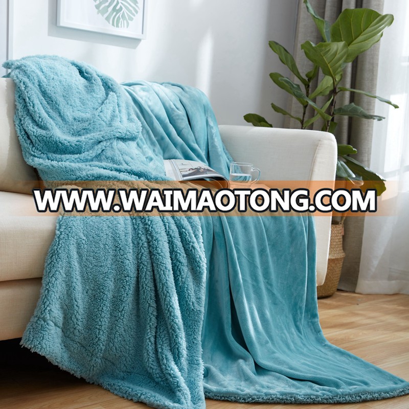 Extra thick winter double plain sherpa blanket