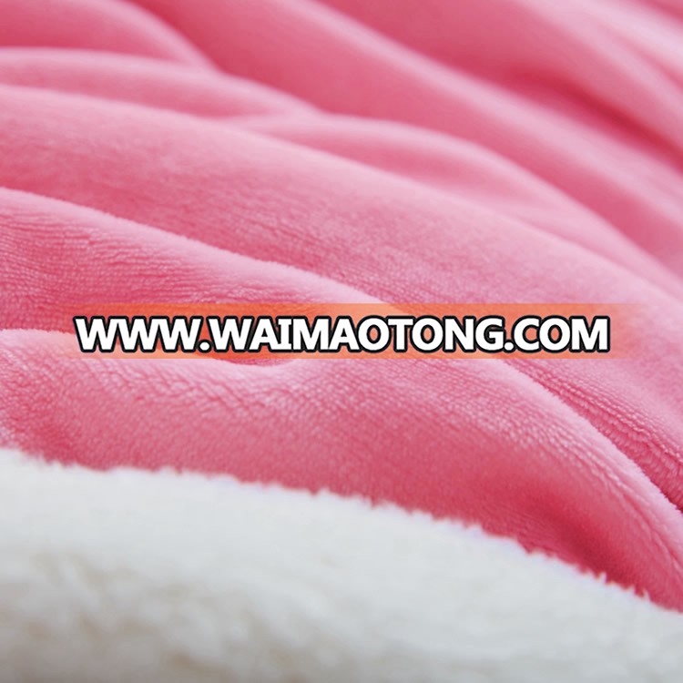 Shaoxing china production pure polyester plain dyed sherpa blanket